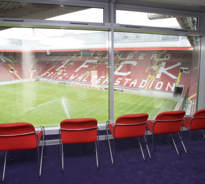 View from one of the skyboxes to the pitch