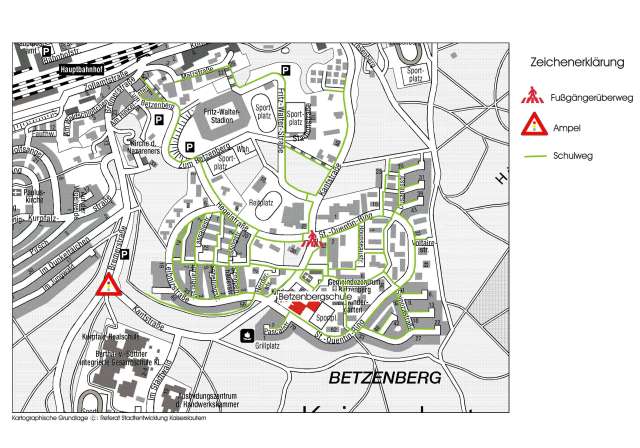 Kartenausschnitt Schulwegeplan GS Betzenberg © Stadt Kaiserslautern