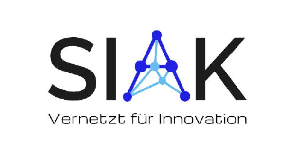 SIAK in Großbuchstaben. Das A wird als Netzdiagramm dargestellt. Darunter steht 