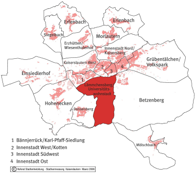 Der Ortsbezirk Lämmchesberg auf der Stadtkarte