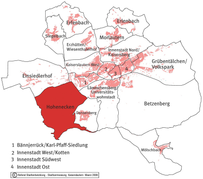Der Ortsbezirk Hohenecken auf der Stadtkarte