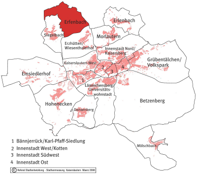 Der Ortsbezirk Erfenbach auf der Stadtkarte