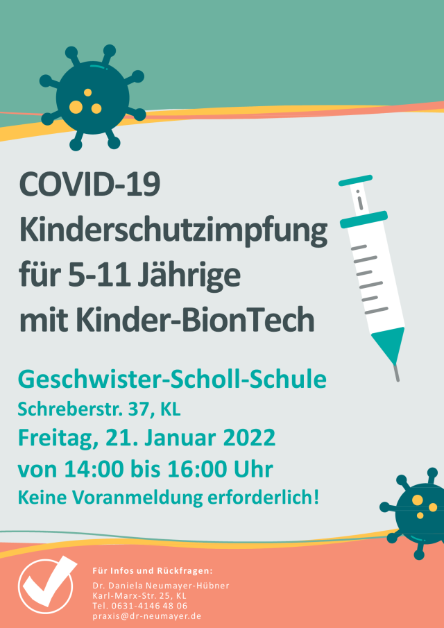 Plakat für die Kinderschutzimpfung am 21. Januar 2022 © Stadt Kaiserslautern