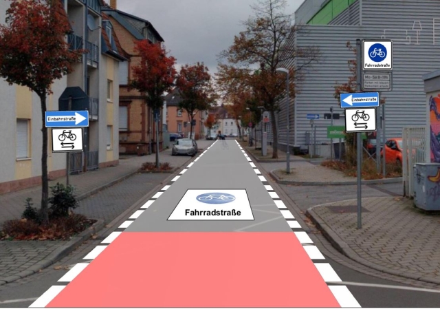 Visualisierung der künftigen Fahrradstraße in der Park-/Augustastraße  © Stadt Kaiserslautern