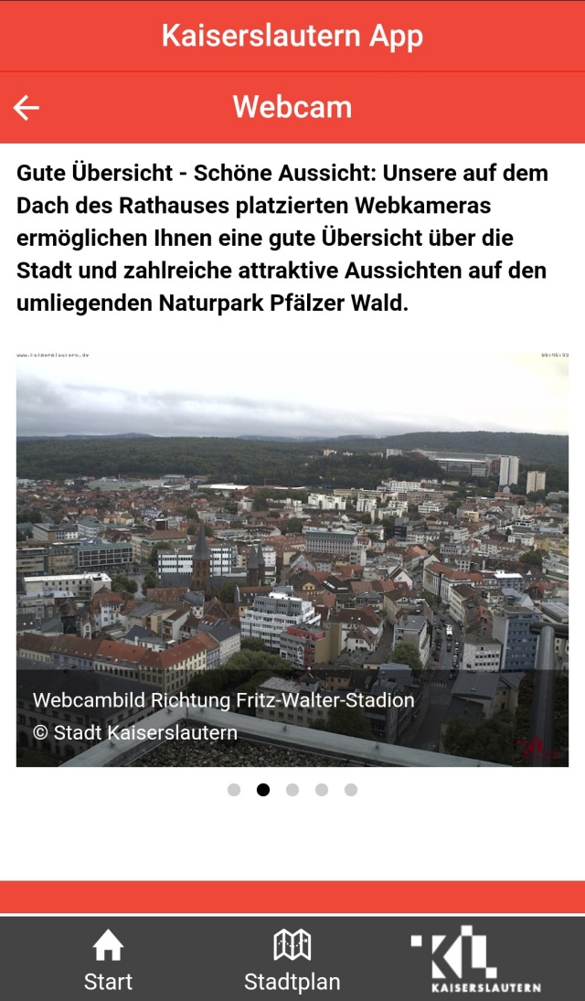 Nutzer können mithilfe der App unter anderem aktuelle Webcambilder abrufen.  © Stadt Kaiserslautern