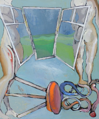 Vor der schönen grünen Wiese, 150 x 135 cm, Acryl auf Leinwand, 2012