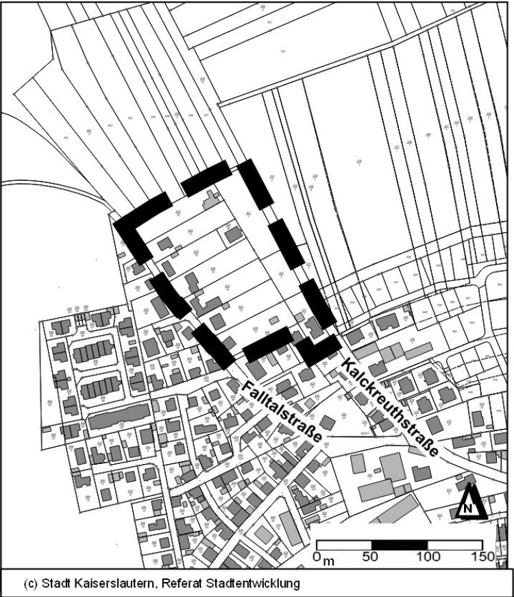 Die Graphik zeigt den Geltungsbereich des Bebauungsplans. © Stadt Kaiserslautern