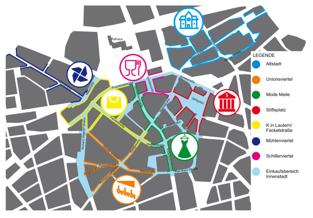 Plan von Einkaufsbereich in der Innenstadt Kaiserslauterns.  © Citymanagement