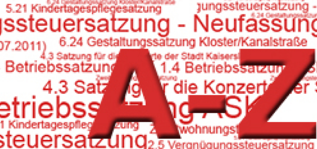 Die Buchstaben A und Z stehen groß im Vordergrund; der Hintergrund zeigt eine Textgrafik, rote Schrift auf weißem Grund