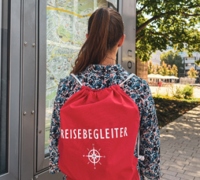 Turnbeutel "Reisebegleiter" in rot, dunkelblau oder pink 6,00 EUR