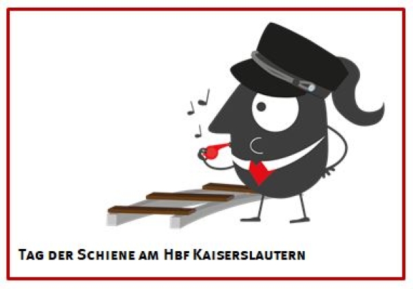 Die Graphik zeigt eine stilisierte Person, die neben einem Bahngleis steht.