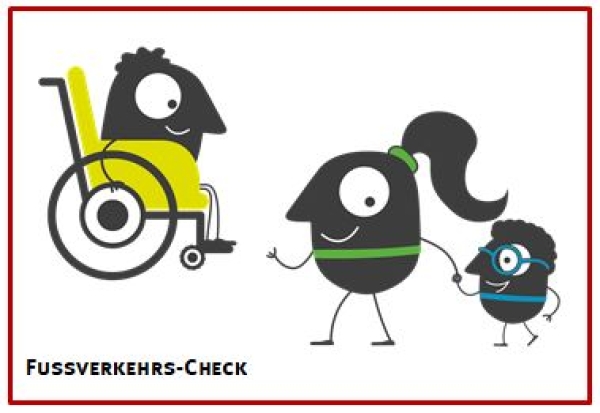 Die Graphik zeigt stilisierte Personen mit Rollstuhl.