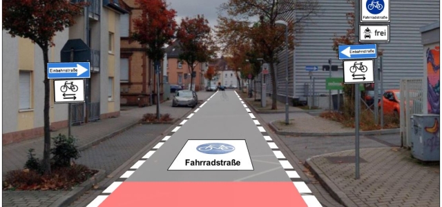 Symbolfoto mit zukünftigen Markierungen für eine Fahrradstraße.