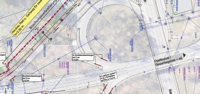 Plan zum Ausbau des Radwegs an der B270
